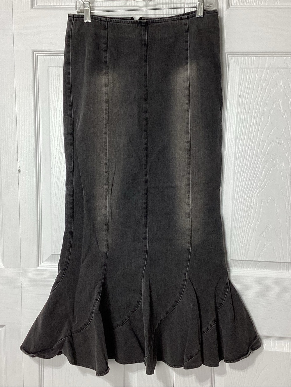 Vintage Jeanology by Newport News Denim Jean Skirt Faded Black Panel Flare 8